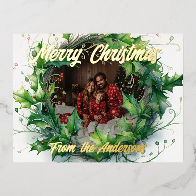 Carte Postale De Vacances En Aluminium Aquarelle photo personnalisée Vilain (Recto)