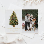 Carte Postale De Vacances En Aluminium Aquarelle Vintage Noël Arbre Photo Noël<br><div class="desc">Joyeux Noël | Envoyez vos souhaits de vacances à vos amis et à votre famille avec cette carte postale de Noël personnalisable. Cette carte de Noël en feuille d'or est ornée d'un arbre de Noël vintage et d'ornements festifs. Personnalisez-le en ajoutant vos propres détails. Cette carte postale de Noël photo...</div>