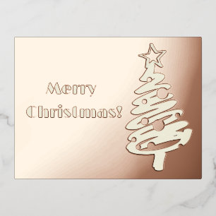 Carte Postale De Vacances En Aluminium Arbre argenté simpliste sur un fond or rose