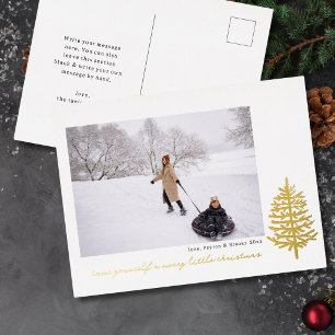 Carte Postale De Vacances En Aluminium arbre de Noël moderne minimaliste à feuilles persi