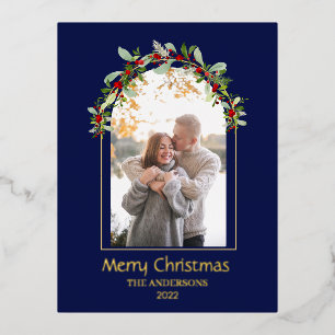 Carte Postale De Vacances En Aluminium Arc Floral Minimaliste Moderne Bleu