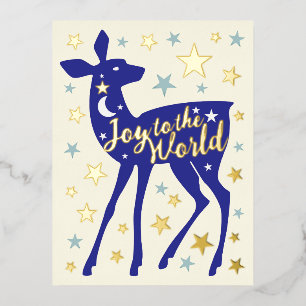 Carte Postale De Vacances En Aluminium Baby Deer & Stars Joy to the World