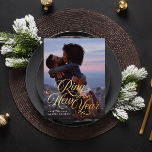 Carte Postale De Vacances En Aluminium Bague au Nouvel An Photo Enregistrer la Date