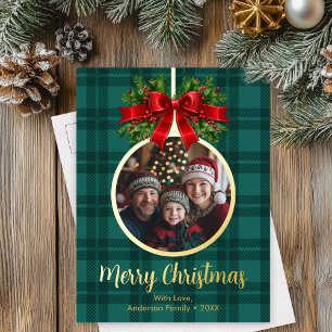Carte Postale De Vacances En Aluminium Balle de Noël Ornement photo Buffalo Plaid