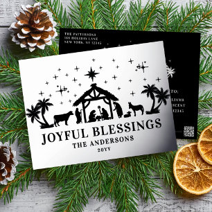 Carte Postale De Vacances En Aluminium Bénédictions Joyeuses de Noël Religieux Nativité