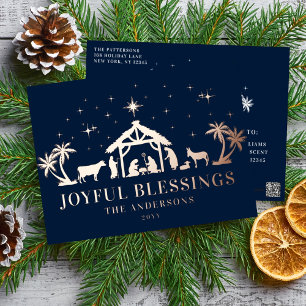 Carte Postale De Vacances En Aluminium Bénédictions Joyeuses de Noël Religieux Nativité