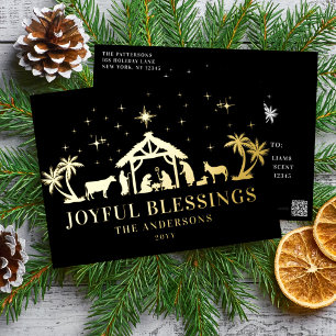 Carte Postale De Vacances En Aluminium Bénédictions Joyeuses Noël Religieux de la Nativit