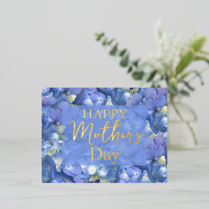 Carte Postale De Vacances En Aluminium Blue Hydrangeas Blooms fête des mères