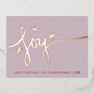 Carte Postale De Vacances En Aluminium Blush de Joie de Noël lettrage à la main pressé