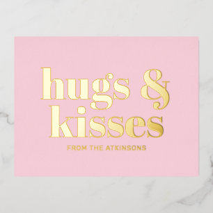 Carte Postale De Vacances En Aluminium Boissons et baisers rose blanc moderne typographie