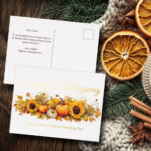 Carte Postale De Vacances En Aluminium Bon thanksgiving Citrouilles Custom Company Gold