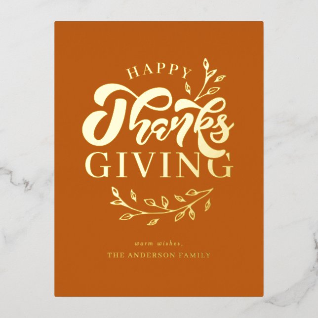 Carte Postale De Vacances En Aluminium Bon thanksgiving de couronne de feuillage orange (Recto)