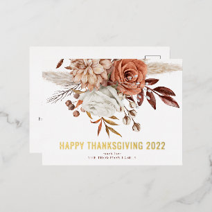 Carte Postale De Vacances En Aluminium Bon thanksgiving floral rustique 2022 Glam Real