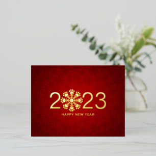 Carte Postale De Vacances En Aluminium Bonne année 2023 avec flocon de neige empreinte de