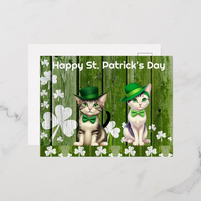 Carte Postale De Vacances En Aluminium Bonne Saint Patrick's Day (Happy St. Patrick's Day Holiday Cats!)