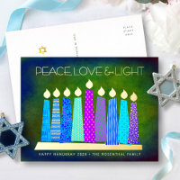 Bougies de Hanukkah bleues Paix Amour Lumière Or R