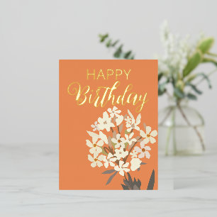 Carte Postale De Vacances En Aluminium Bouquet floral blanc / Joyeux anniversaire