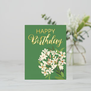 Carte Postale De Vacances En Aluminium Bouquet floral blanc / Joyeux anniversaire