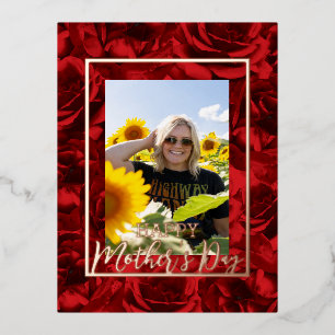 Carte Postale De Vacances En Aluminium Bouquets Red Roses Joyeux Fête des Mères Photo Rea
