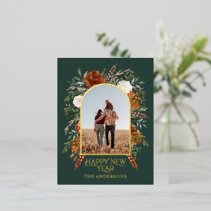 Carte Postale De Vacances En Aluminium budget de nouvelle année botanique élégant vert 