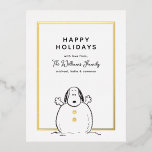 Carte Postale De Vacances En Aluminium cacahuètes | Snoopy Jouer Snowman Photo de famille<br><div class="desc">Envoyez cette amusante carte de vacances de Noël de la famille des cacahuètes. Personnalisez avec votre photo.</div>