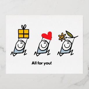 Carte Postale De Vacances En Aluminium Cadeau, coeur et fleur