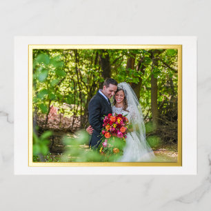 Carte Postale De Vacances En Aluminium Cadre doré photo mariage, Carte de remerciements s