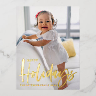 Carte Postale De Vacances En Aluminium Calligraphie moderne rustique Joyeux jours fériés