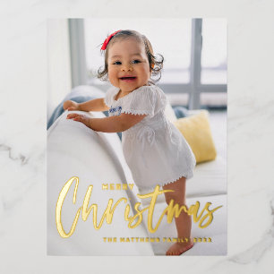 Carte Postale De Vacances En Aluminium Calligraphie moderne rustique Joyeux Noël Photo