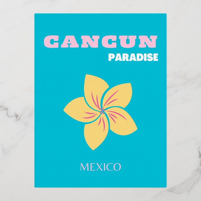 Carte Postale De Vacances En Aluminium Cancun Travel Art, Mexique Travel Art, Preppy, Ble (Recto)