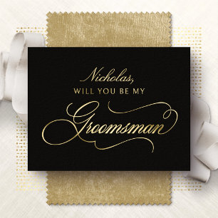 Carte Postale De Vacances En Aluminium Carte de demande de témoin de mariage en foil
