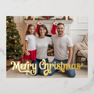 Carte Postale De Vacances En Aluminium Carte de Noël en feuille d'or festive