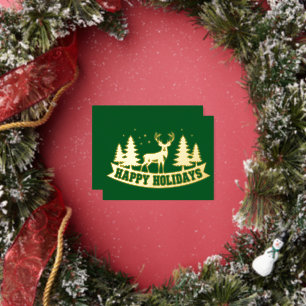 Carte Postale De Vacances En Aluminium Carte de Noël Gold Foil Deer
