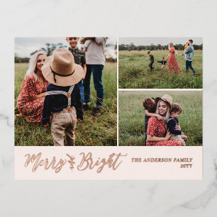 Carte Postale De Vacances En Aluminium Carte de Noël moderne avec photo et feuille d'alum