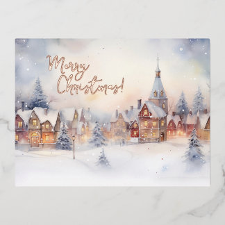 Carte Postale De Vacances En Aluminium Carte de Noël, paysage hivernal neige