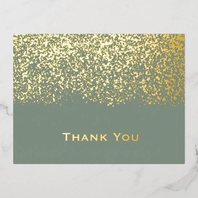 Carte Postale De Vacances En Aluminium Carte de remerciements Mariage Sage et Gold Foil (Recto)