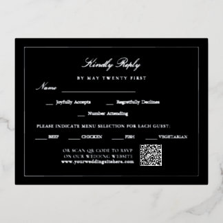 Carte Postale De Vacances En Aluminium Carte de réponse de choix de repas à code QR noir