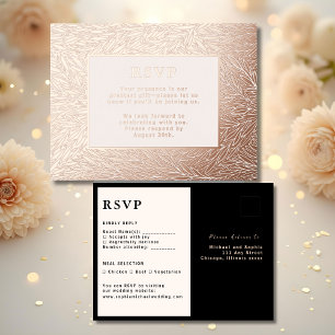 Carte Postale De Vacances En Aluminium Carte de réponse Mariage RSVP Rose moderne Gold Lu