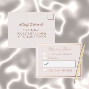 Carte Postale De Vacances En Aluminium Carte de réponse professionnelle blush en feuille