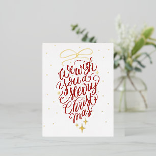 Carte Postale De Vacances En Aluminium Carte de vœux de Noël en calligraphie à feuille mé