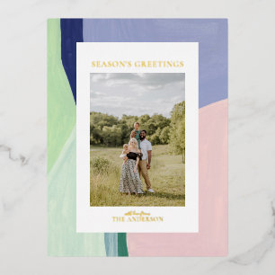 Carte Postale De Vacances En Aluminium Carte de vœux de Noël en papier métallisé avec pho