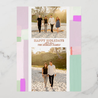 Carte Postale De Vacances En Aluminium Carte de vœux de Noël en papier métallisé avec pho
