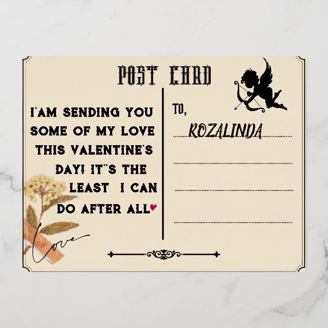 Carte Postale De Vacances En Aluminium carte photo de la Saint-Valentin (Recto)