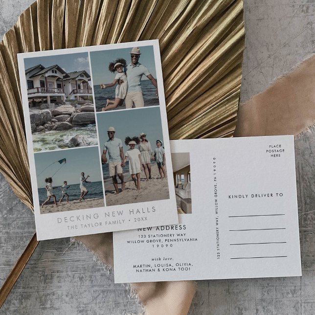 Carte Postale De Vacances En Aluminium Chic Argent Pont New Halls Photo Noël (Créateur téléchargé)