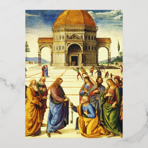 Carte Postale De Vacances En Aluminium Christ Donner les clés à saint Pierre