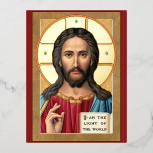 Carte Postale De Vacances En Aluminium Christ la Lumière du monde