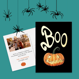 Carte Postale De Vacances En Aluminium Citrouille orange drôle et amusante pour Halloween