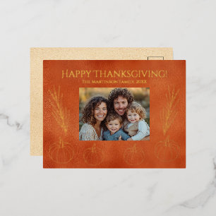 Carte Postale De Vacances En Aluminium Citrouilles de Thanksgiving Blé Photo de famille