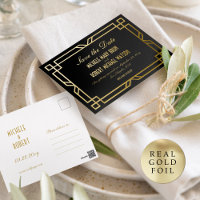 Classic Art Déco Black Gold Enregistrer la date Ca