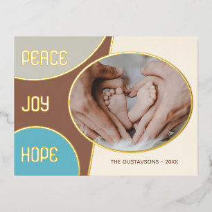 Carte Postale De Vacances En Aluminium Classic Moderne Joyeuses Fêtes Gold Foil Holiday